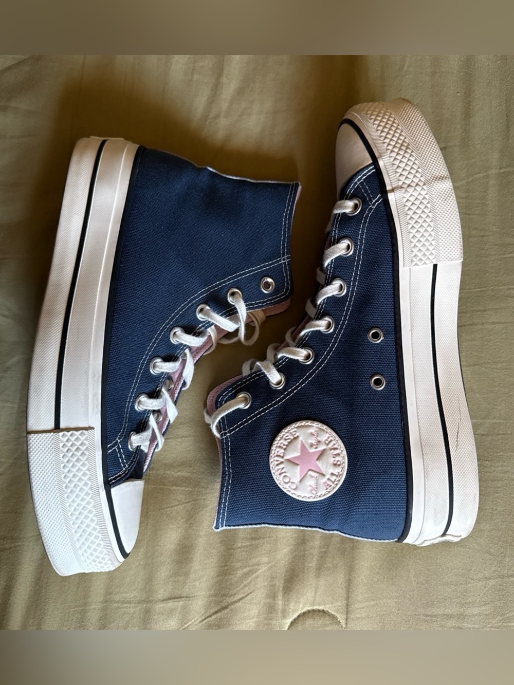 Converse Chuck Taylor All Star Lift Denim Navy Pink Platform Women’s